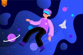 元宇宙VR插画