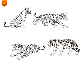 线描老虎