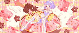 夏日草莓冰淇淋女孩插画