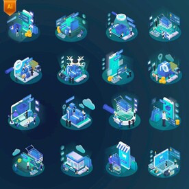 科技互联电子商务立体插图