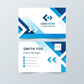 蓝色大气商务简约名片图片