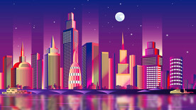 城市夜景插画