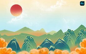 国潮假山背景