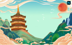 国潮元素背景