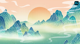 手绘国潮元素背景