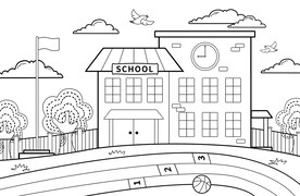 学校校园场景简笔画