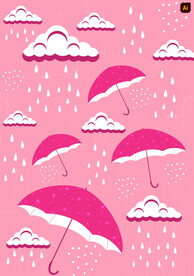 粉色卡通雨伞图案