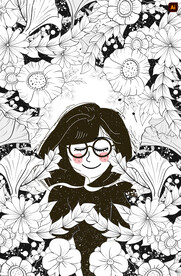 手绘鲜花女孩