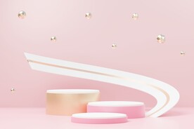 粉色质感3D商品展台背景