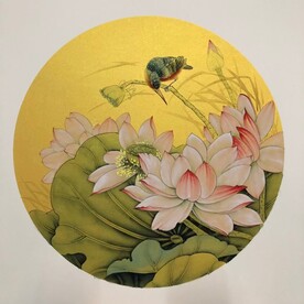 翠鸟荷花