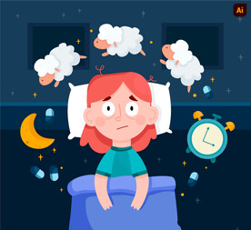 失眠卡通插画