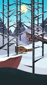 雪中小屋漫画风
