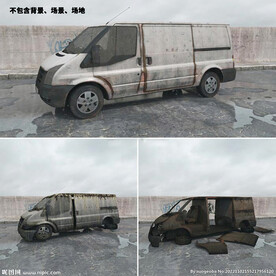C4D模型破旧的面包车
