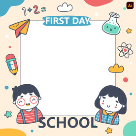 学校卡通儿童