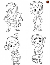 卡通小朋友简笔画