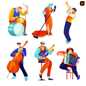 音乐家演奏家人物插画
