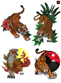 老虎插画素材