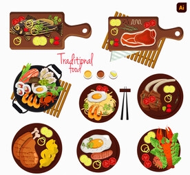 海鲜美食插画