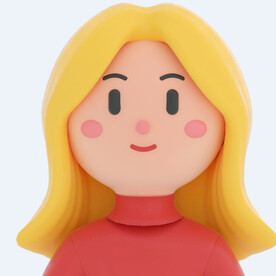 C4D模型 长发女生  