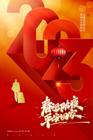 回家过年兔年简约2023海报