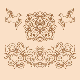 传统螺旋花纹图案线稿矢量素材