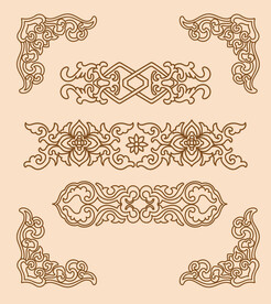 传统螺旋花纹图案线稿矢量素材