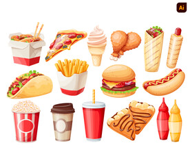 快餐美食插画