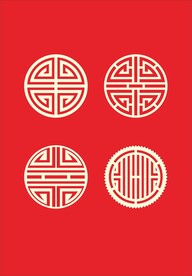 中国风红色形状镂空剪纸元素