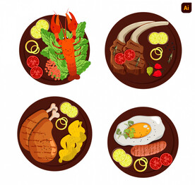 西餐美食插画
