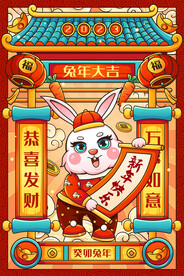兔年春节插画