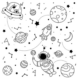 太空线描宇宙元素