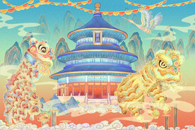 国潮风景插画