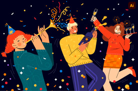 跳舞庆祝人插画