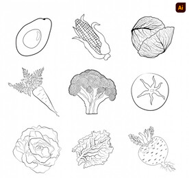 线描蔬菜矢量图