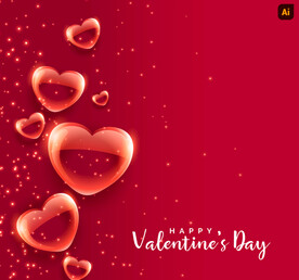 玻璃红色爱心背景