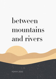 东方风格线条风景小插画