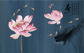 荷花背景墙 