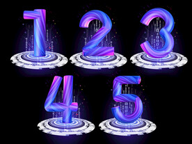 蓝紫色倒计时数字创意设计艺术字