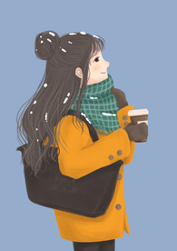 小女孩看雪