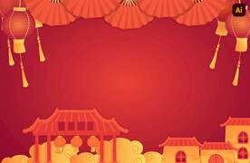 折纸风新年背景
