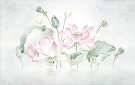 水墨山水简约花鸟背景客厅装饰画