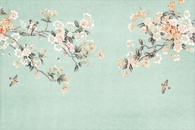 水墨山水简约花鸟背景客厅装饰画