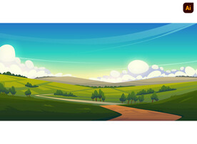 田野风景插画