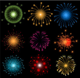 节日烟花礼花夜空矢量素材