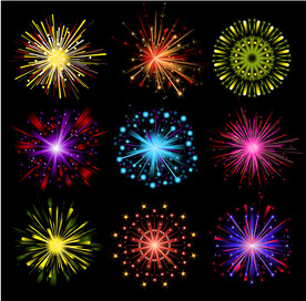 节日烟花礼花夜空矢量素材