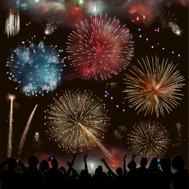 节日烟花礼花夜空矢量素材