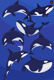 海豚插画