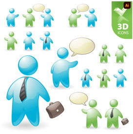 卡通3D商务小人