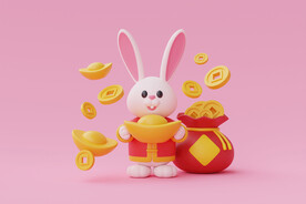 c4d新年快乐春节兔子元素
