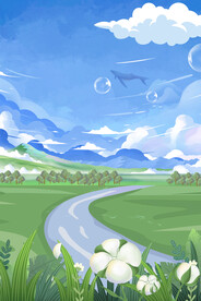 清新儿童手绘天空背景